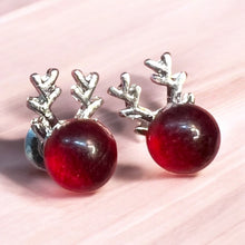 Load image into Gallery viewer, Red Garnet Reindeer Earrings